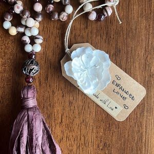 "Expanded Love": Handmade Garnet, Agate, Fossil Jasper Mala